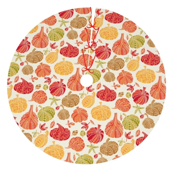 KLL 36" Christmas Tree Skirt Cute Colorful Pumpkins Xmas Tree Skirts Mat for New Year Xmas Holiday Party Indoor Outdoor Home Decoration