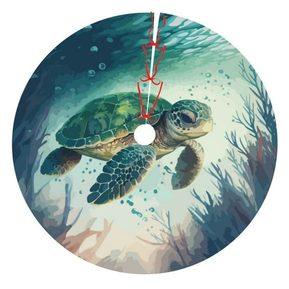 KLL 36" Christmas Tree Skirt Watercolor Turtle5 Xmas Tree Skirts Mat for New Year Xmas Holiday Party Indoor Outdoor Home Decoration