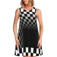 thumbnail image 1 of KLL 3d Black and White Checkerboard Tunnel Pattern Womens Summer Dresses 2025,Loose Round Neck Sleeveless Sundresses Tank Dresses with Pockets, 1 of 7