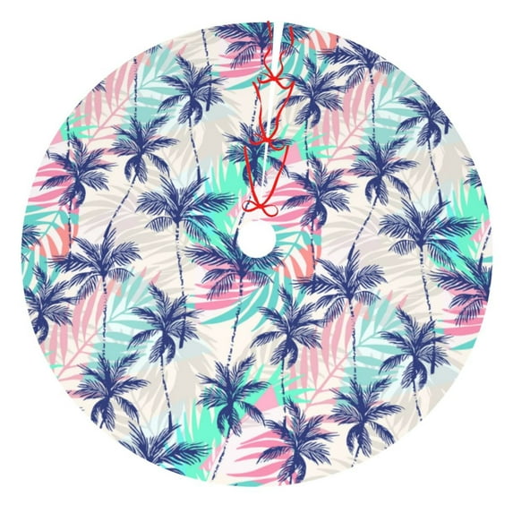 KLL 48" Christmas Tree Skirt Palm Leaves Xmas Tree Skirts Mat for New Year Xmas Holiday Party Indoor Outdoor Home Decoration