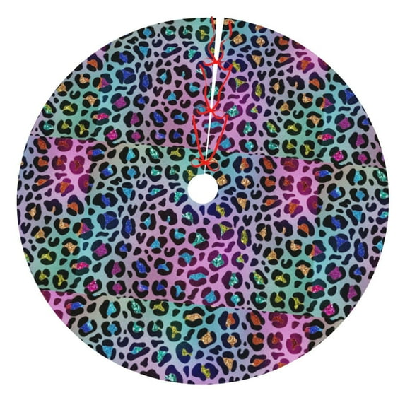 KLL 48" Christmas Tree Skirt Rainbow Animal Skin Xmas Tree Skirts Mat for New Year Xmas Holiday Party Indoor Outdoor Home Decoration