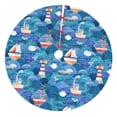 thumbnail image 1 of KLL 48" Christmas Tree Skirt Watercolor Ships Xmas Tree Skirts Mat for New Year Xmas Holiday Party Indoor Outdoor Home Decoration, 1 of 5