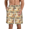 thumbnail image 1 of KLL 70s Hippie Style Men's Casual Summer Beach Shorts Hawaiian Shorts with Pockets-Small, 1 of 5
