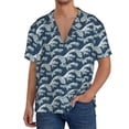 thumbnail image 1 of KLL A Japanese Great Wave Print Men's Shirt Short Sleeve Button Down Summer Cuba Beach Shirts- 3X-Large, 1 of 5