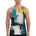thumbnail image 1 of KLL Abstract Brushstrokes Green Blue Print Men's Muscle Gym Workout Stringer Tank Tops Bodybuilding Fitness T-Shirts Tank Tops Men-XX-Large, 1 of 7