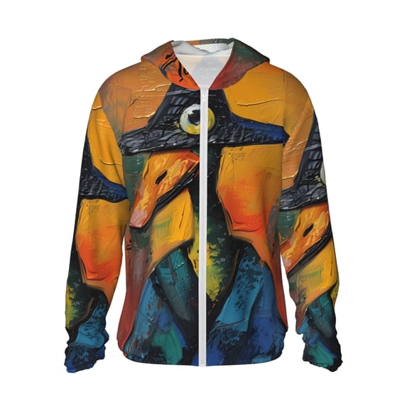 KLL Abstract Funny Duck Print Men's Women’s UPF 50+ Sun Protection Outdoor Hoodie Jacket Long Sleeve Fishing Hiking Performance Shirt-Medium