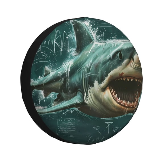 KLL Abstract Geometric Shark Pattern 14-17 inch Spare Tire Cover Universal Wheel Protector for Truck SUV Trailer Camping Rv Tire Covers-14 inch