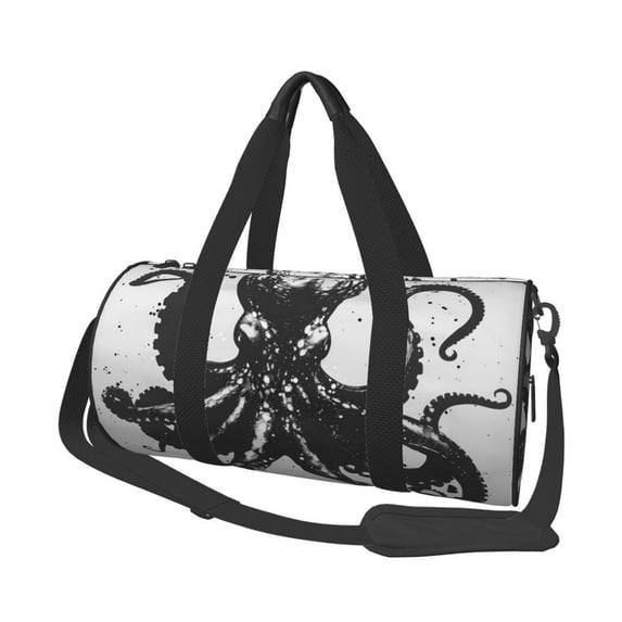 KLL Abstract Ink Octopus Duffle Bag For Men Women Sport Gym Fitness Tote Travel Training Workout Basketball Football Weekender