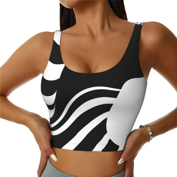 KLL Abstract Monochrome Profile for Workout Tank Tops for Women,U Back Fitness Top Built in Shelf Bras Padded Fit for Yoga Gym-Large