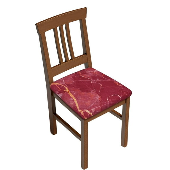 KLL Abstract Red Marble With White And Gold Texture Abstract Background Pattern Seat Covers for Dining Room Chairs,Washable Chair Seat Chair Covers Seat Protector-Six Piece