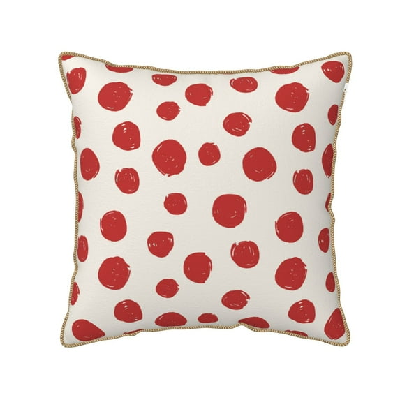KLL Abstract Red Polka Dot Decorative Throw Pillow Covers Velvet Soft for Couch Sofa Bedroom Living Room Outdoor (No pillow core)- 18"x18"