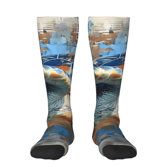 KLL Abstract Sea Turtle Print Cool Socks Men's Women's Crew Socks Funny Crazy Novelty Stockings