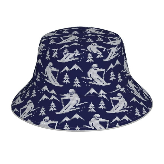 KLL Abstract Skiing Bucket Hat for Women Men Packable Travel Beach Sun Hat Outdoor Rave Accessories Reflective Fisherman Cap