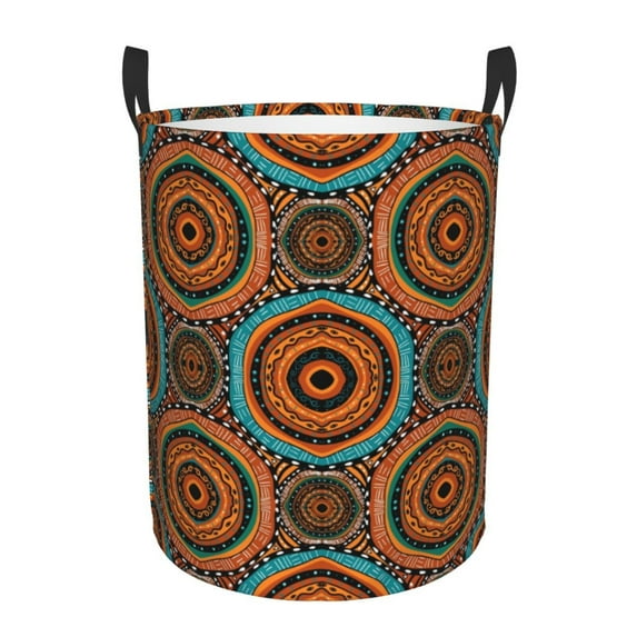 KLL African Tribal Style Waterproof Foldable Laundry Hamper Bucket with Handles for Storage Bin,Kids Room,Home Organizer (Small )