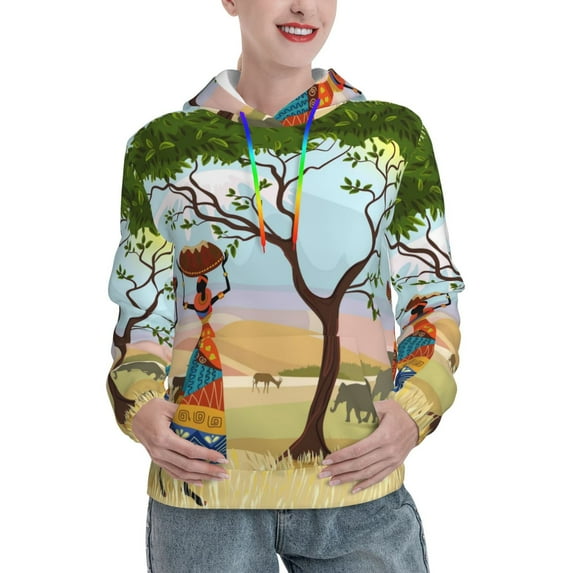 KLL African Women for Womens Pullover Hoodie with Pocket Hooded Long Sleeve Shirts Sweatshirt for Women-XX-Large