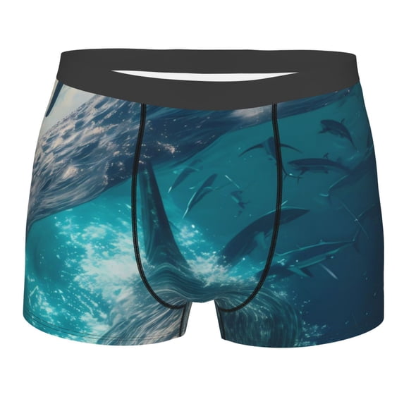 KLL Airplane Shark Men's Cotton Boxer Briefs Underwear-X-Large