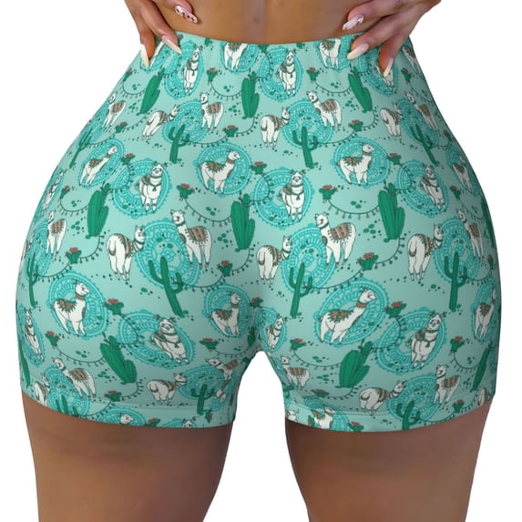 KLL Alapaca in Boho Pattern Workout Shorts for Women Scrunch Short Gym Yoga Running Sport Active Exercise Fitness Shorts
