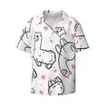 thumbnail image 1 of KLL Alpacas and Hearts Print Men's Shirt Short Sleeve Button Down Summer Cuba Beach Shirts- Small, 1 of 7