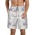 thumbnail image 1 of KLL America Landmarks2 Men's Casual Summer Beach Shorts Hawaiian Shorts with Pockets-X-Large, 1 of 5
