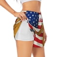 thumbnail image 1 of KLL American Flag And Baseball Pattern Shorts Women,Athletic Shorts High Waisted Running Shorts Pocket Sporty Short Gym Elastic Workout Shorts-Medium, 1 of 7