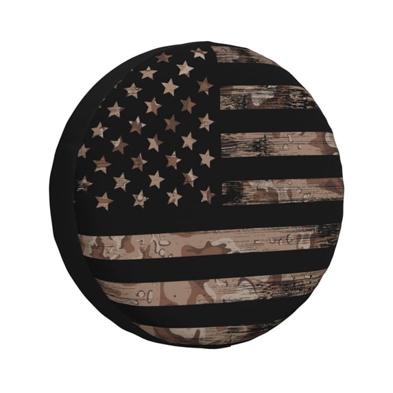 KLL American Flag with Desert Camouflage Pattern 14-17 inch Spare Tire Cover Universal Wheel Protector for Truck SUV Trailer Camping Rv Tire Covers-17 inch