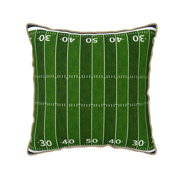 KLL American Football Field Decorative Throw Pillow Covers Velvet Soft for Couch Sofa Bedroom Living Room Outdoor (No pillow core)- 18"x18"