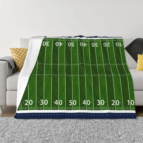 KLL American Football Field Print Fleece Throw Blanket, Horizontal Fleece Bedding Cute Soft Blankets Comfy Fleece Flannel Plush Home Decor for Couch & Bed -40"x30"