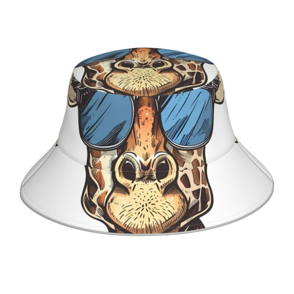 KLL American Giraffe Style Bucket Hat for Women Men Packable Travel Beach Sun Hat Outdoor Rave Accessories Reflective Fisherman Cap