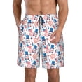 thumbnail image 1 of KLL American Gnomes Men's Casual Summer Beach Shorts Hawaiian Shorts with Pockets-Small, 1 of 6