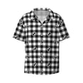 thumbnail image 1 of KLL Anchor Black Tartan Plaid Print Men's Shirt Short Sleeve Button Down Summer Cuba Beach Shirts- XX-Large, 1 of 7