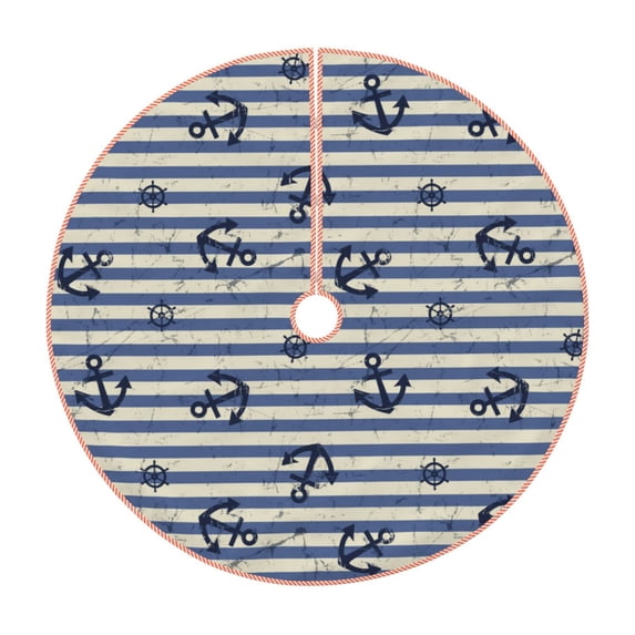 KLL Anchors And Steering Wheel Christmas Tree Skirt 36" ,Party Decorations Farmhouse for Christmas Decorations Holiday Party