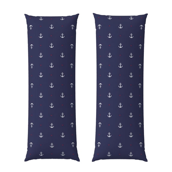 KLL Anchors Heart Blue Pattern Long Body Pillow Cover,20x60 Body Pillow Cases,Soft Brushed Microfiber Invisible Zipper Design-Pillow core not included