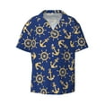 thumbnail image 1 of KLL Anchors and Nautical Print Men's Shirt Short Sleeve Button Down Summer Cuba Beach Shirts- Small, 1 of 7