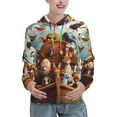 thumbnail image 1 of KLL Animal Filled Noahs Ark for Womens Pullover Hoodie with Pocket Hooded Long Sleeve Shirts Sweatshirt for Women-XX-Large, 1 of 7
