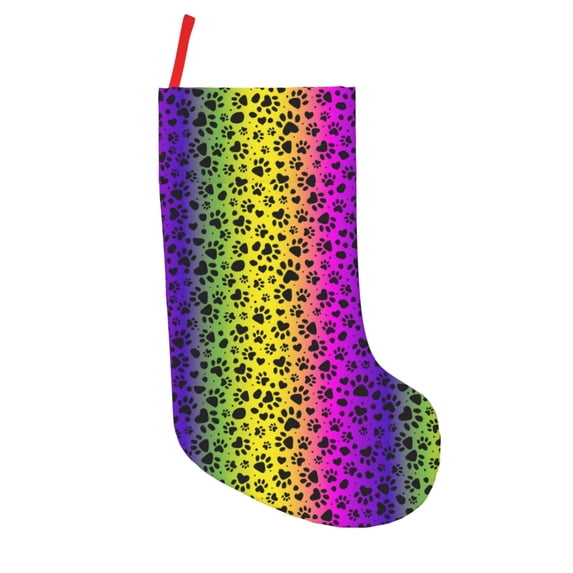 KLL Animal Paw Rainbow for 18" Christmas Stocking Snowman Xmas Stocking Holiday Christmas Decoration Gifts for Family Kids