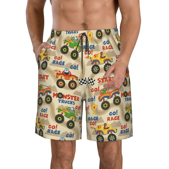 KLL Animal Truck Men's Casual Summer Beach Shorts Hawaiian Shorts with Pockets-X-Large