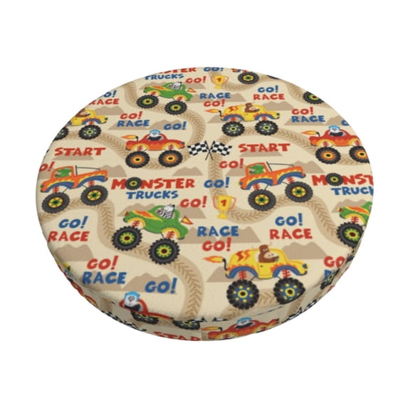 KLL Animal Truck Round Bar Chair Cushion Cover 12 inch ,Bar Stool Protector with Elastic, Soft Washable