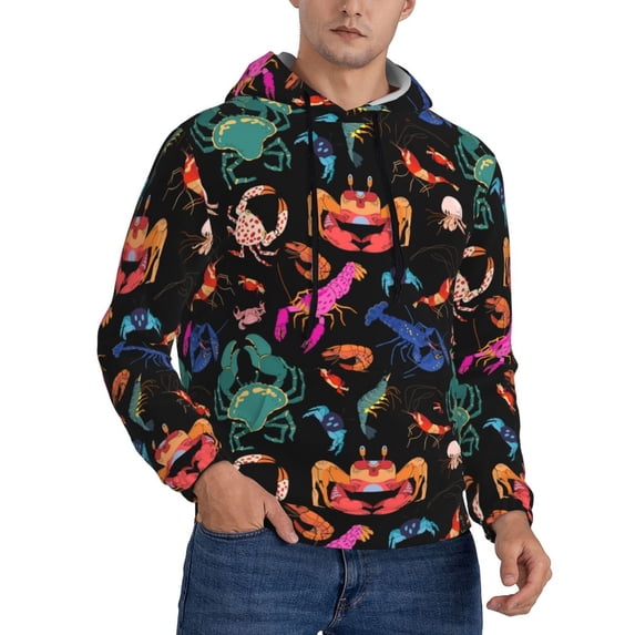 KLL Animals Under Water Print Mens Hoodie Long Sleeve Casual Pullover Hooded Sweatshirt Fashion Drawstring Hoodies with Pocket-Large