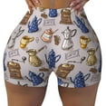 thumbnail image 1 of KLL Antique Vintage Teapot Coffee Grinder Pattern Workout Shorts for Women Scrunch Short Gym Yoga Running Sport Active Exercise Fitness Shorts, 1 of 8