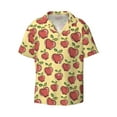 thumbnail image 1 of KLL Apple Print Men's Shirt Short Sleeve Button Down Summer Cuba Beach Shirts- Large, 1 of 7