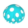 KLL Aqua And White Polka Dot Pattern Shower Cap & Bath Cap for Women