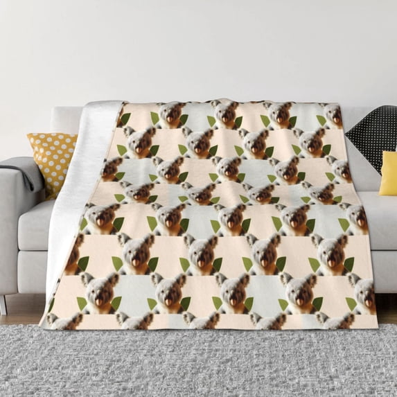 KLL Art cute koala Print Fleece Throw Blanket, Horizontal Fleece Bedding Cute Soft Blankets Comfy Fleece Flannel Plush Home Decor for Couch & Bed -60"x50"