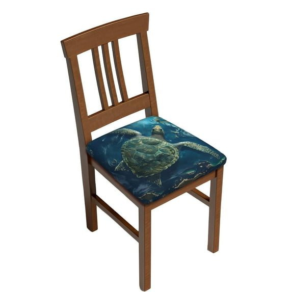 KLL Artistic Turtle Earth Pattern Seat Covers for Dining Room Chairs,Washable Chair Seat Chair Covers Seat Protector-Four Pieces