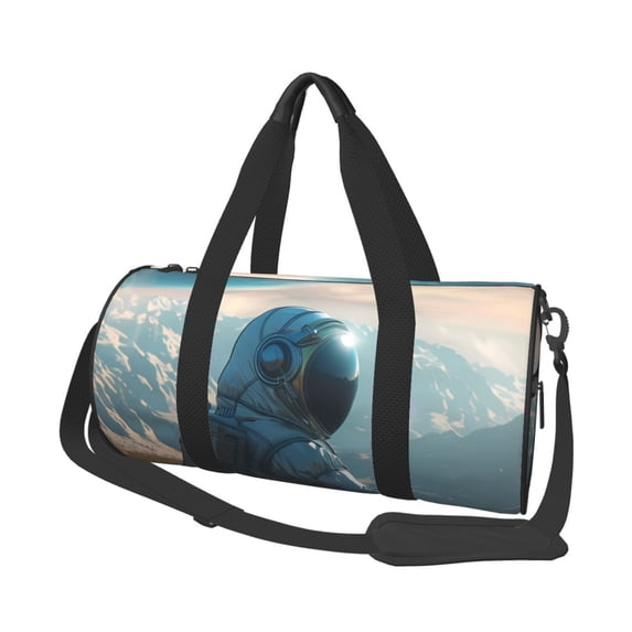 KLL Astronaut Contemplating Planet Duffle Bag For Men Women Sport Gym Fitness Tote Travel Training Workout Basketball Football Weekender