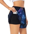 thumbnail image 1 of KLL Astronaut Pattern Shorts Women,Athletic Shorts High Waisted Running Shorts Pocket Sporty Short Gym Elastic Workout Shorts-Large, 1 of 7