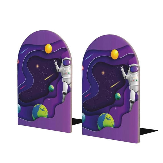 Astronaut Bookends For Kids - Heavy Duty Resin Decorative Book Stoppers For Shelves