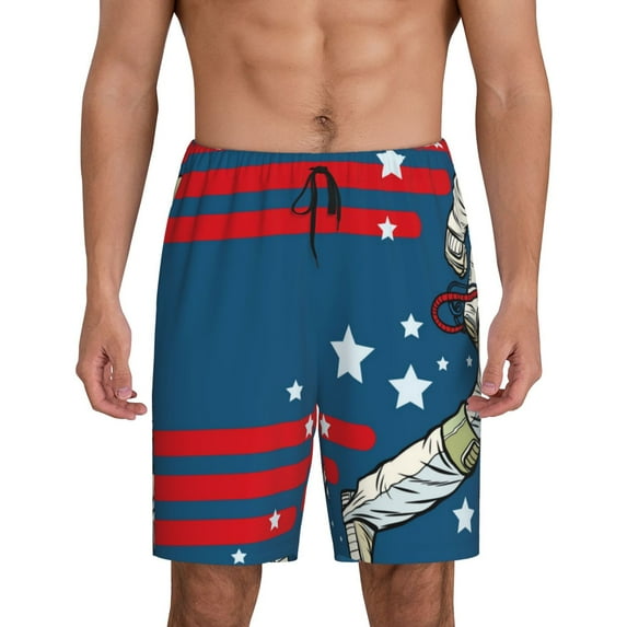 KLL Astronaut Runs Forward for Men's 1-Pack Shorts,Sleep Pajama Shorts for Men Soft Pj Shorts Men's Pajama Bottoms Sleepwear -4X-Large
