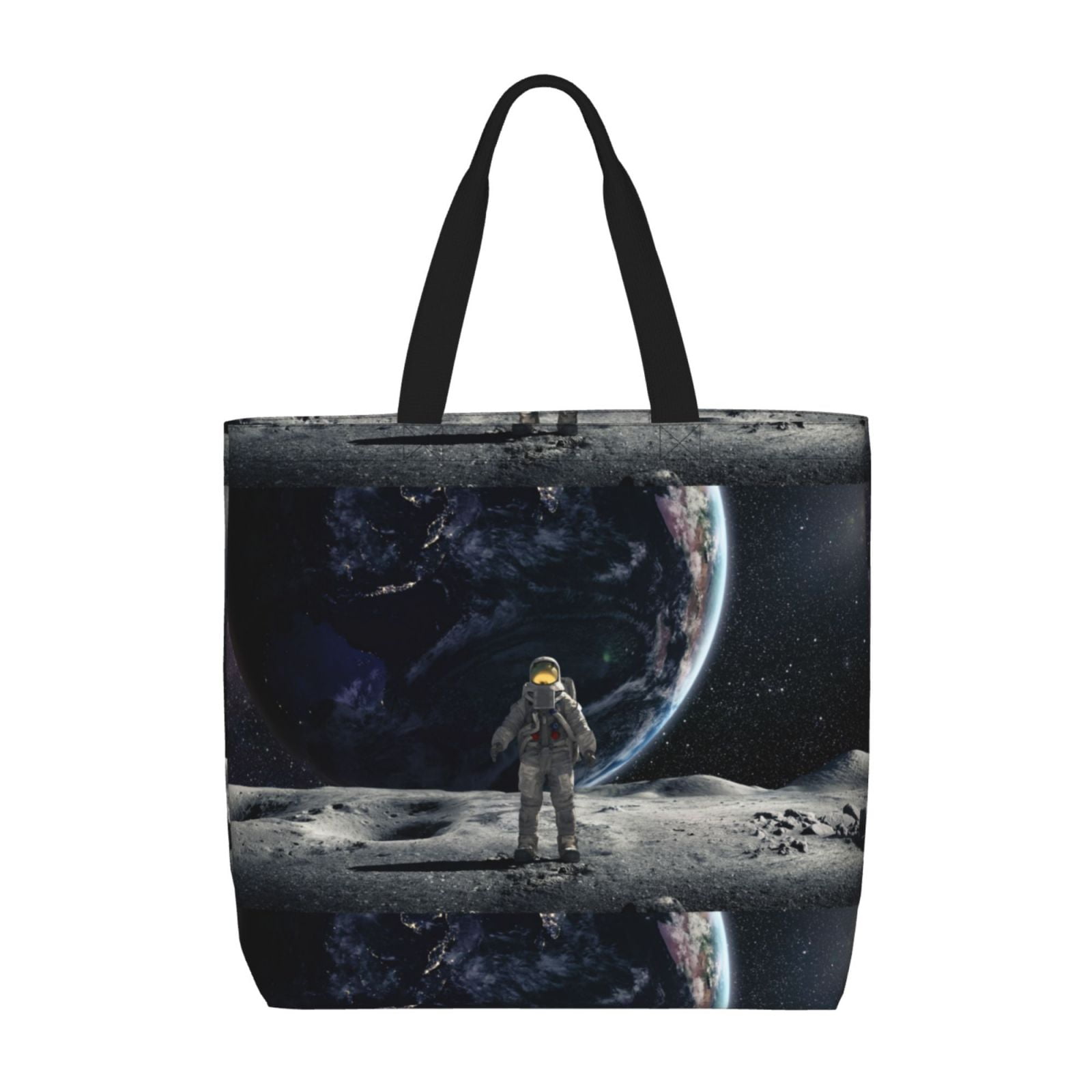 KLL Astronaut Standing In The Moon Pattern Aesthetic Tote Bag for Women ...