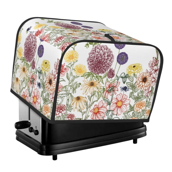 KLL Autumn Garden Print 4 Slice Toaster Dust Covers Kitchen Small Appliance Cover with 2 Pockets,Can hold Jam Spreader Knife & Toaster Tongs (12.4 x 10.6 x 8.2)
