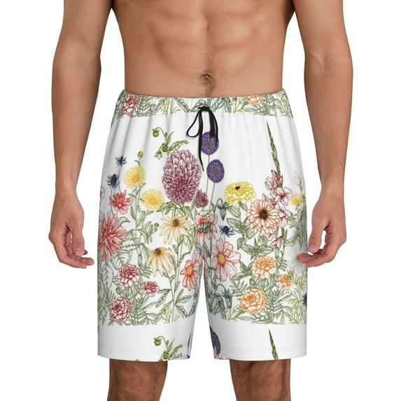 KLL Autumn Garden for Men's 1-Pack Shorts,Sleep Pajama Shorts for Men Soft Pj Shorts Men's Pajama Bottoms Sleepwear -X-Large